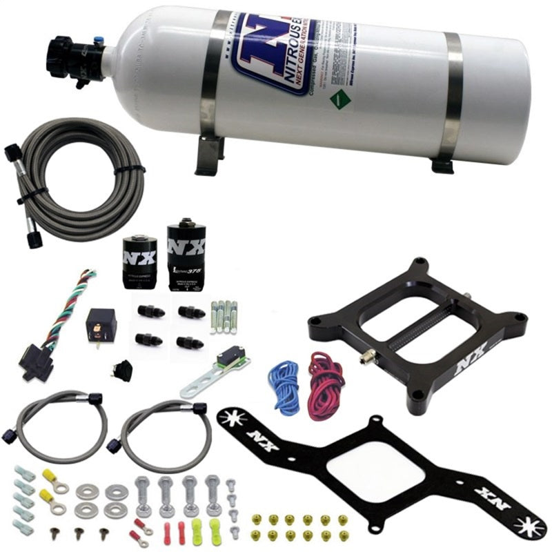 Nitrous Express 4150 RNC Conventional Nitrous Plate Kit w/.375in Solenoid w/15lb Bottle Nitrous Systems Nitrous Express