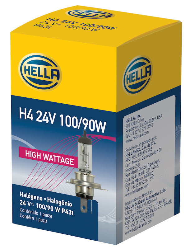 Hella Halogen H4 24V 100/90W P43t T4.625 Bulb Bulbs Hella
