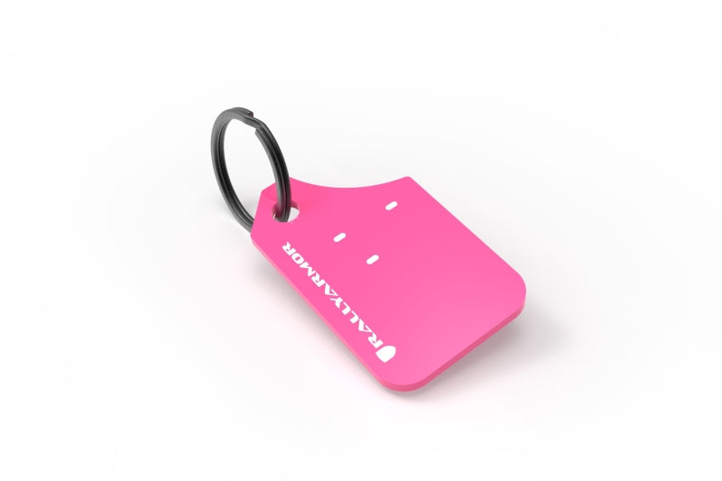 Rally Armor Pink Key Chain White Logo Keychains Rally Armor