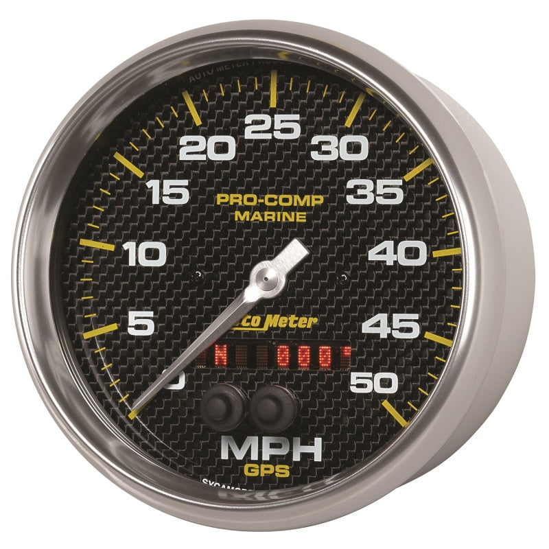 Autometer Speedometer Gauge 5 inch 50MPH GPS Marine Carbon Fiber Gauges AutoMeter