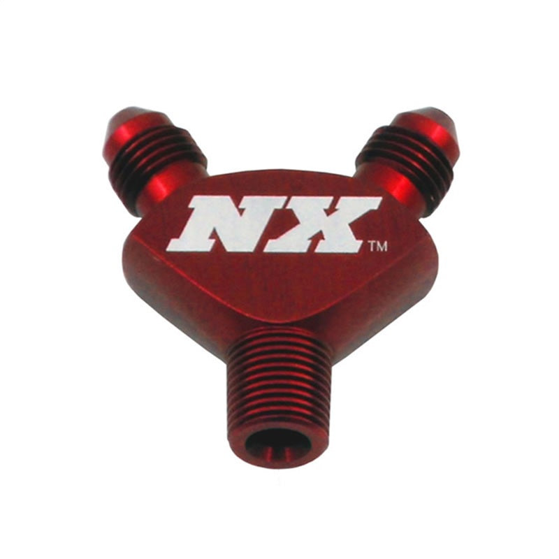 Nitrous Express 1/8NPT x 3AN x 3AN Billet Pure-Flo Y Fitting - Red Fittings Nitrous Express