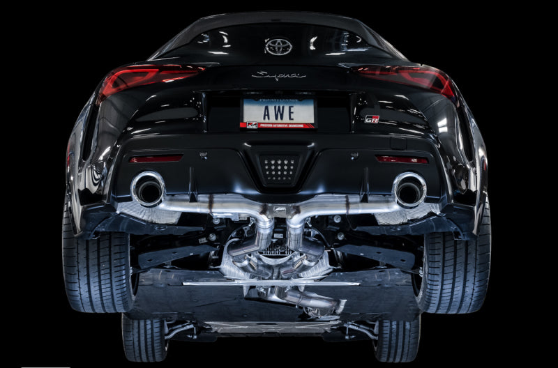 AWE Tuning 2020 Toyota Supra A90 Track Edition Exhaust - 5in Chrome Silver Tips Catback AWE Tuning