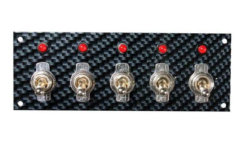 Moroso Toggle Switch Panel - Dash Mount - 2in x 5.5in - Grey/Black Fiber Design Switch Panels Moroso