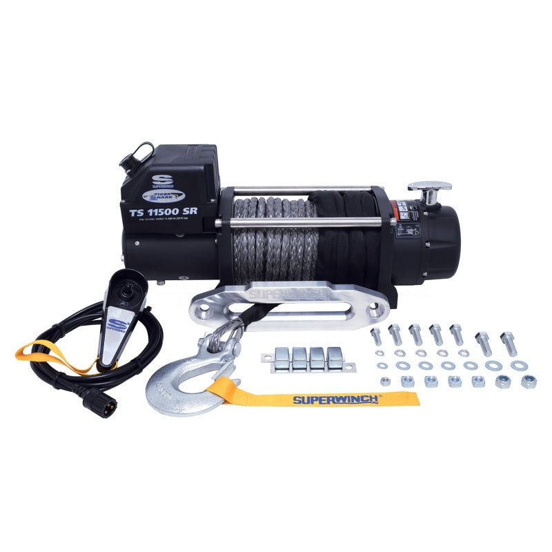 Superwinch 11500 LBS 12V DC 3/8in x 80ft Synthetic Rope Tiger Shark 11500 Winch Winches Superwinch