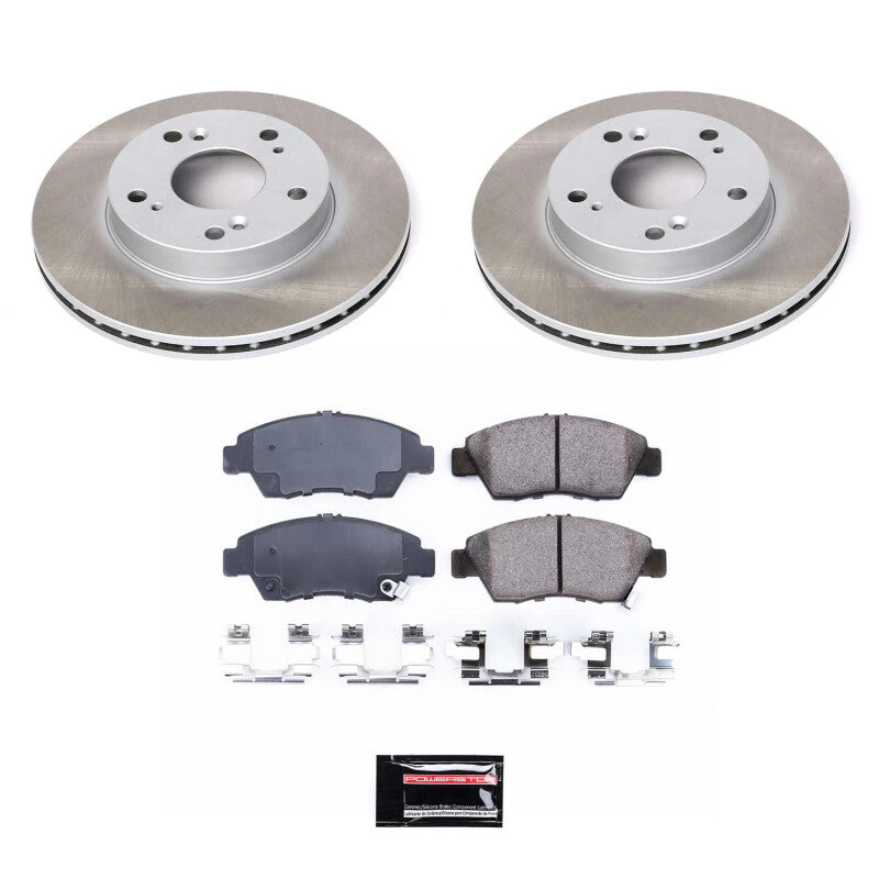 Power Stop 04-05 Honda Civic Front Semi-Coated Rotor Kit Brake Kits - Performance Blank PowerStop