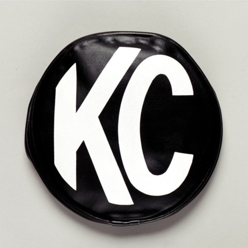 KC HiLiTES 8in. Round Soft Cover (Pair) - Black w/White KC Logo Light Covers and Guards KC HiLiTES