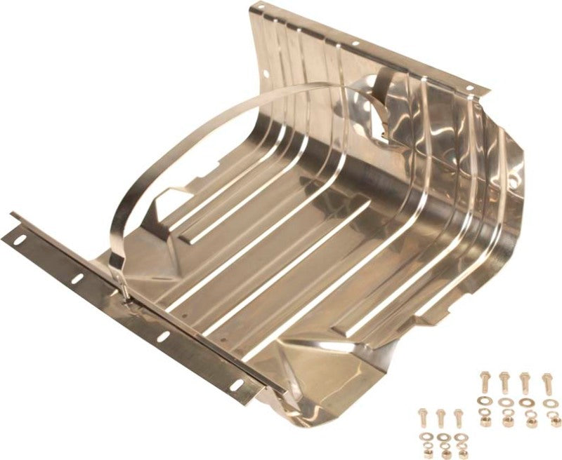 Kentrol 76-90 Jeep CJ/Wrangler YJ Gas Tank Skid Plate with strap - Polished Silver Skid Plates Kentrol