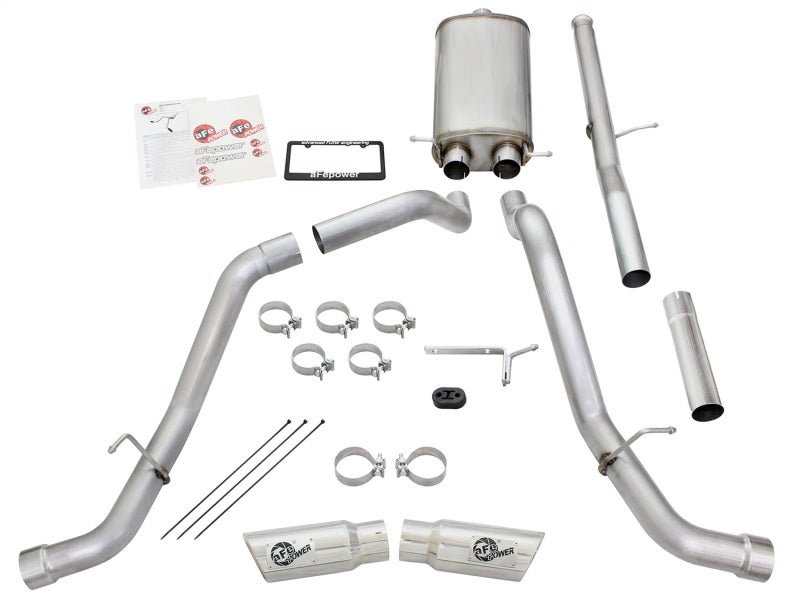 aFe Mach Force-XP Exhaust 3in Cat-Back SS 14-15 GM 1500 Trucks 4.3L/5.3L Dual Split w/ Polished Tip Catback aFe