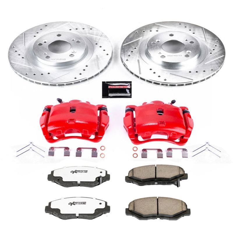 Power Stop 12-15 Honda Civic Front Z26 Street Warrior Brake Kit w/Calipers Brake Kits - Performance D&S PowerStop