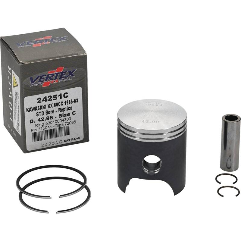 Vertex Piston 83-03 Kawasaki KX 60 60cc Cast Replica Piston Kit Piston Sets - Powersports Vertex Pistons