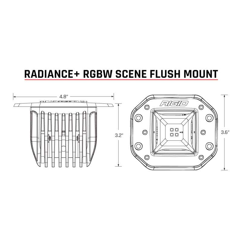 Rigid Industries Radiance+ Scene RGBW Flush Mount - Pair Light Bars & Cubes Rigid Industries