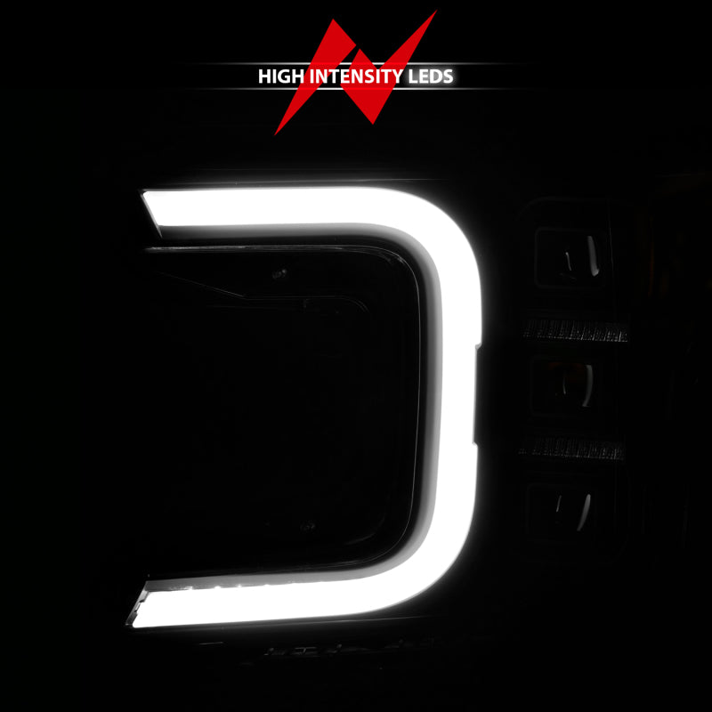 ANZO 18-20 Ford F-150 Full Led Projector Light Bar Headlights Black Amber Headlights ANZO