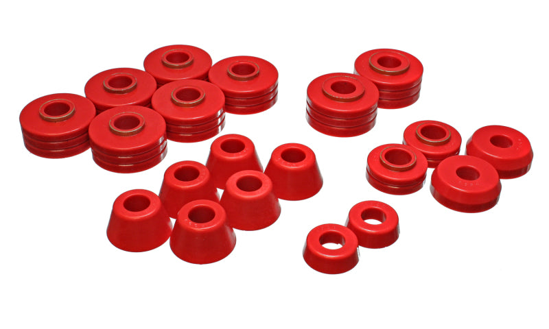 Energy Suspension Fd Bronco Body Mount Set - Red Bushing Kits Energy Suspension