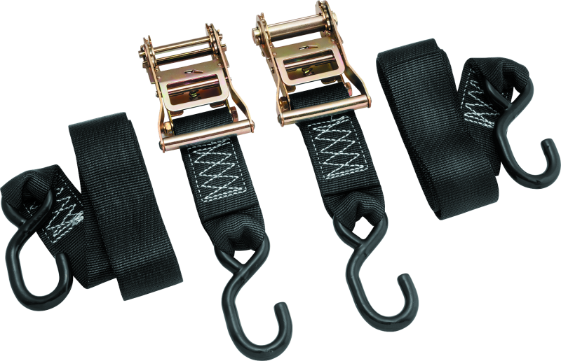 BikeMaster 2x84in Ratchet Tiedown Pair - Black Cargo Tie-Downs BikeMaster