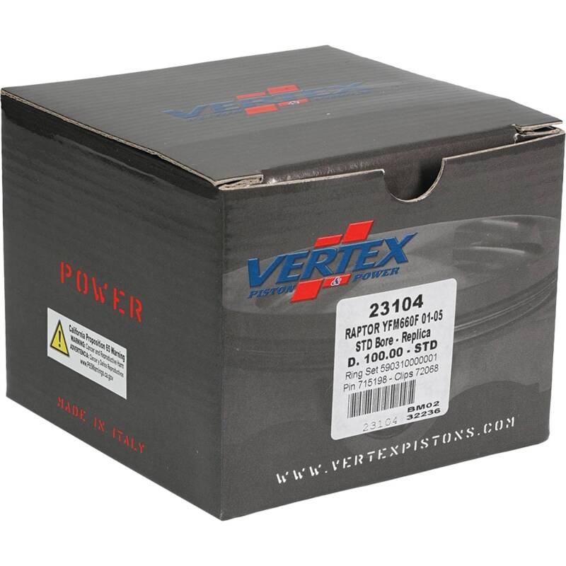 Vertex Piston 02-08 Yamaha YFM 660 F Grizzly 4x4 660cc Cast Replica Piston Kit Piston Sets - Powersports Vertex Pistons