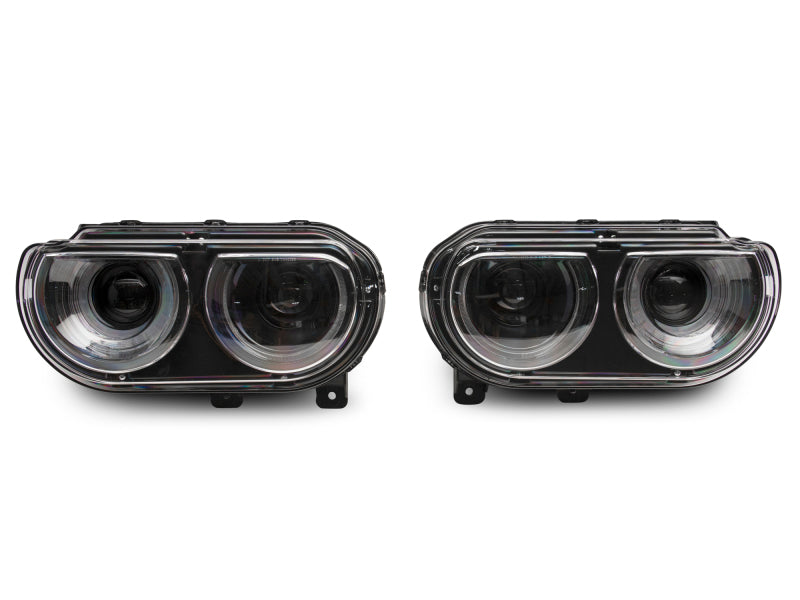 Raxiom 08-14 Dodge Challenger Halo Projctr Headlights w/Sequential Turn Signals-Blk Hsng(Clear Lens) Headlights Raxiom