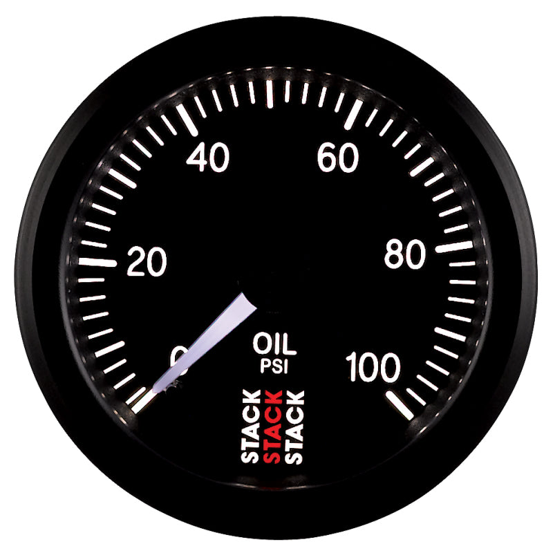 Autometer Stack 52mm 0-100 PSI 1/8in NPTF (M) Mechanical Oil Pressure Gauge - Black Gauges AutoMeter