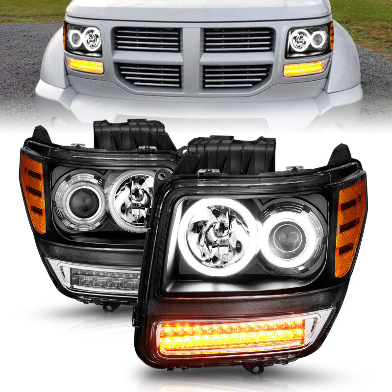 ANZO 2007-2012 Dodge Nitro Projector Headlights w/ Halo Black (CCFL) G2 Headlights ANZO