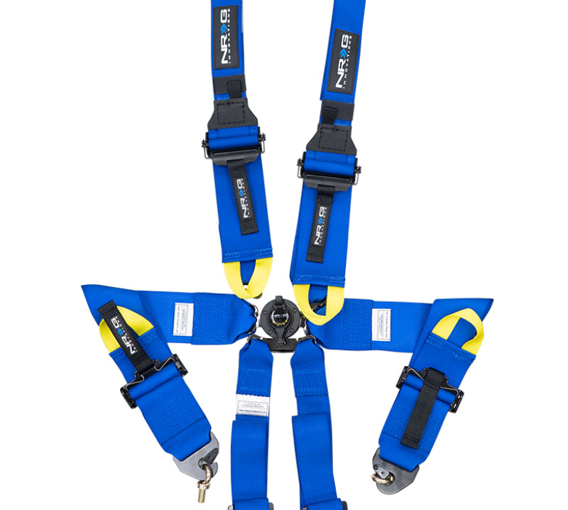 NRG FIA 6pt 2in. Shoulder Belt for HANS Device/ Rotary Cam Lock Buckle/ 3in. Waist Belt - Blue Seat Belts & Harnesses NRG