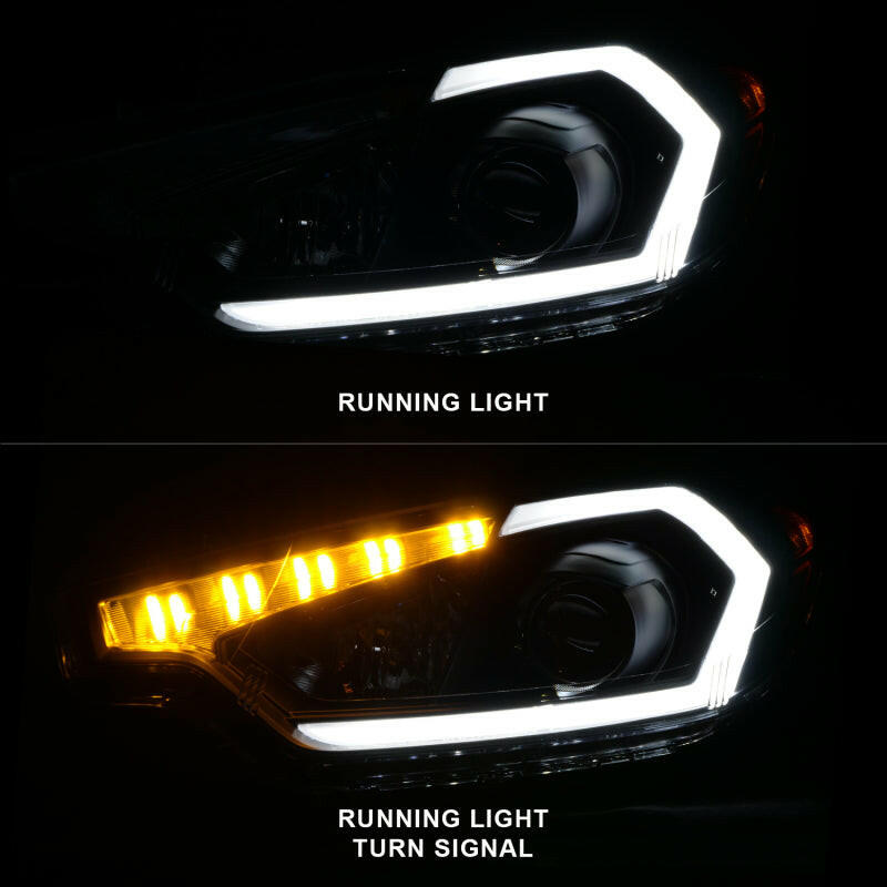 ANZO 2014-2016 Kia Forte Projector Headlights w/ Light Bar Black Housing w/ DRL Headlights ANZO