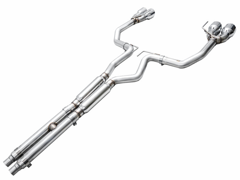 AWE 2024 Ford Mustang GT Fastback S650 RWD Track Edition Cat-Back Exhaust w/ Quad Chrome Silver Tips Catback AWE Tuning