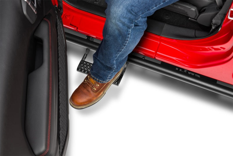 N-Fab RKR Rails 2018 Jeep Wrangler JL 4 Door Dab Length - Gloss Black - 1.75in Body Armor & Rock Rails N-Fab