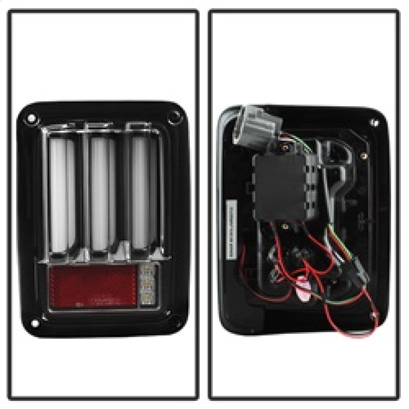 Spyder 07-16 Jeep Wrangler Version 2 Light Bar LED Tail Lights - Black (ALT-YD-JWA07V2-LBLED-BK) Tail Lights SPYDER
