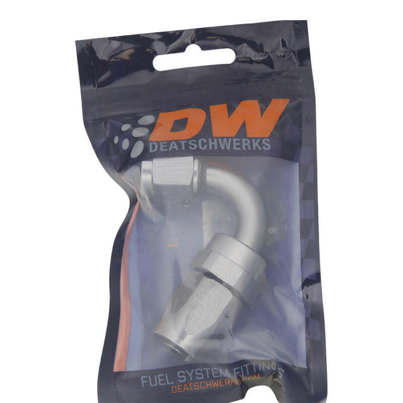 DeatschWerks 8AN Female Swivel 120-Degree Hose End CPE - Anodized Titanium Fittings DeatschWerks