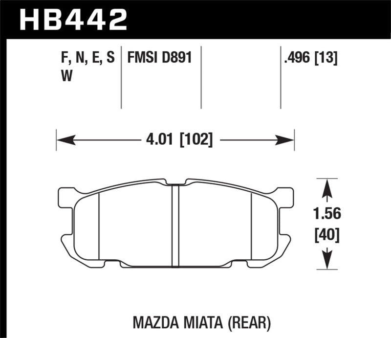 Hawk Performance 01-03 Mazda Miata HPS 5.0 Rear Brake Pads Brake Pads - Performance Hawk Performance