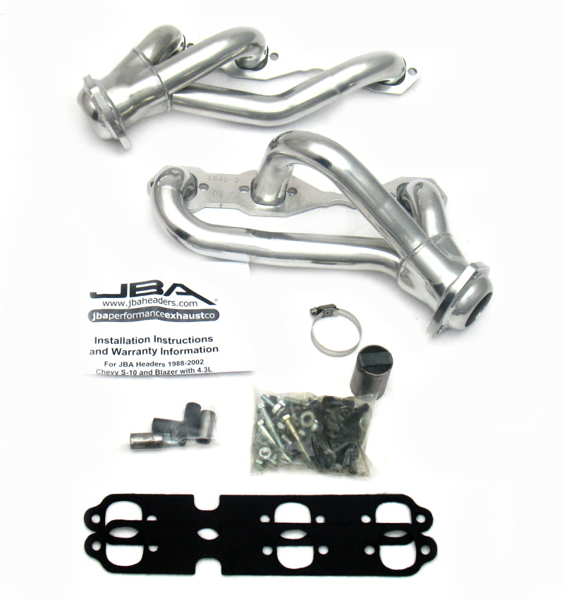 JBA 88-95 & 02-03 GM S-Truck 4.3L V6 4WD 1-1/2in Primary Silver Ctd Cat4Ward Header Headers & Manifolds JBA