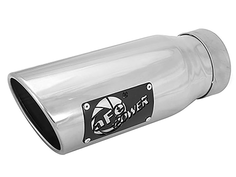 aFe MACH Force-Xp Universal Exhaust Tip 3-1/2Inlet x 4-1/2IN Outlet x 12IN L Polished Left Side Exit Tips aFe
