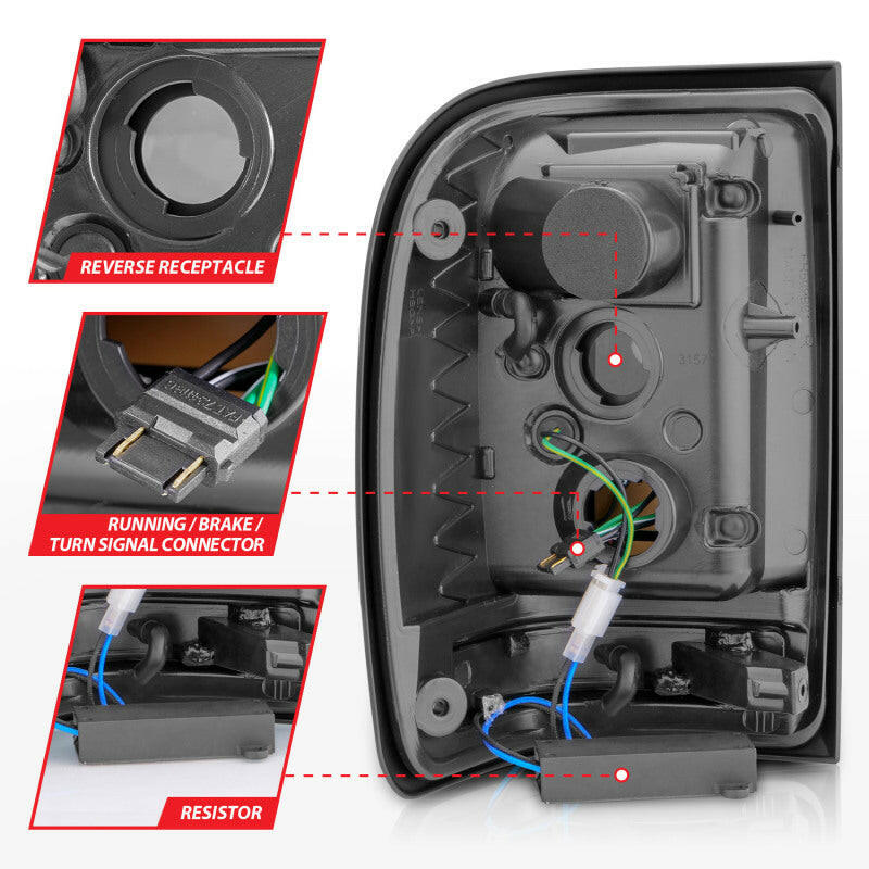ANZO 2001-2011 Ford Ranger LED Tail Lights w/ Light Bar Chrome Housing Red/Clear Lens Tail Lights ANZO