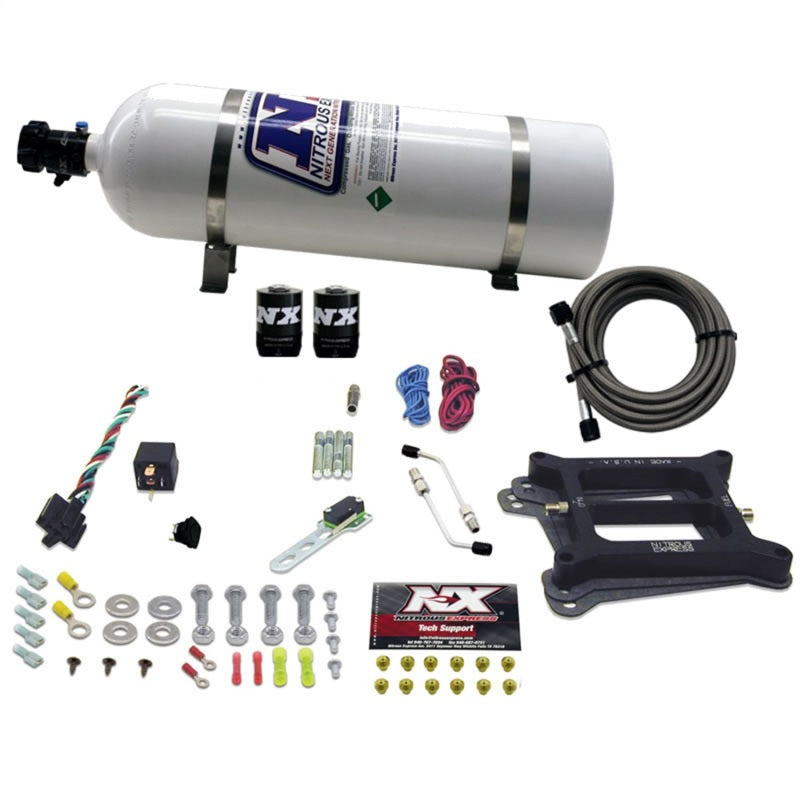 Nitrous Express 4150 4-BBL/Gasoline Nitrous Kit (50-300HP) w/15lb Bottle Nitrous Systems Nitrous Express
