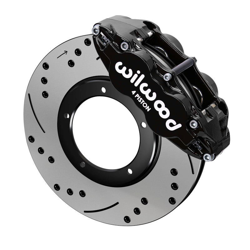 Wilwood 69-83 Porsche 911 Front Superlite Brake Kit 3.5in MT Drilled & Slotted - Black Big Brake Kits Wilwood