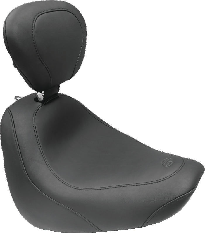 Mustang 15-21 Harley Freewheeler Standard Touring Deluxe 1PC Seat w/Driver Backrest - Black One-Piece Motorcycle Seats Mustang Motorcycle