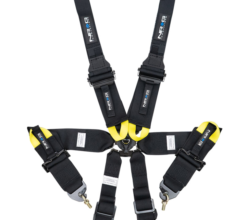 NRG FIA 6pt 2in. Shoulder Belt for HANS Device/ Rotary Cam Lock Buckle/ 3in. Waist Belt - Black Seat Belts & Harnesses NRG