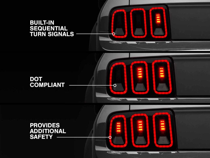 Raxiom 05-09 Ford Mustang Gen5 Tail Lights- Black Housing (Smoked Lens) Tail Lights Raxiom