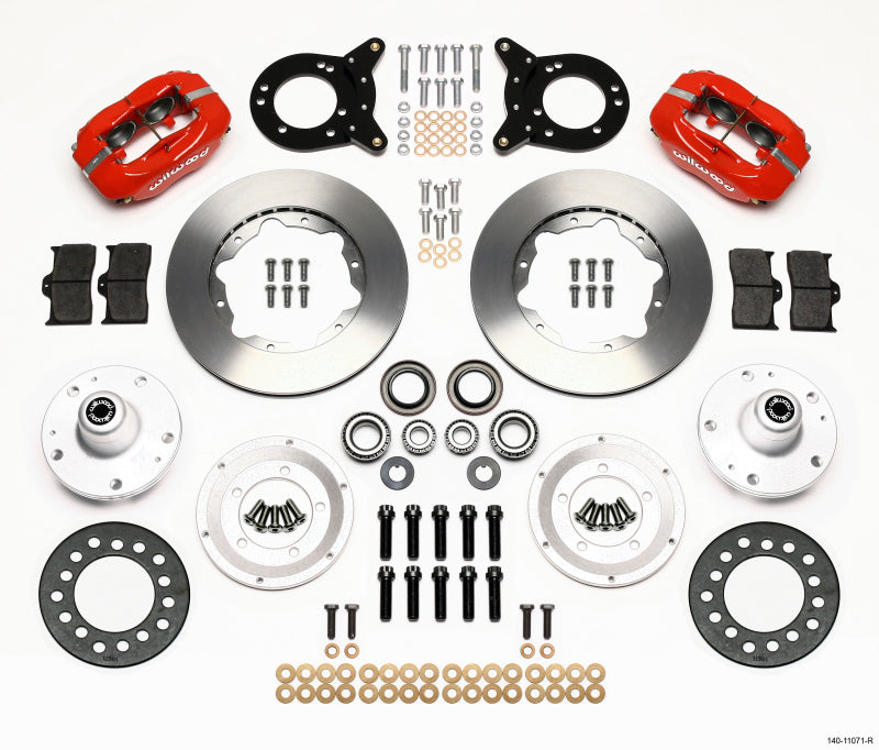 Wilwood Forged Dynalite Front Kit 11.00in Red 1965-1969 Mustang Disc & Drum Spindle Big Brake Kits Wilwood