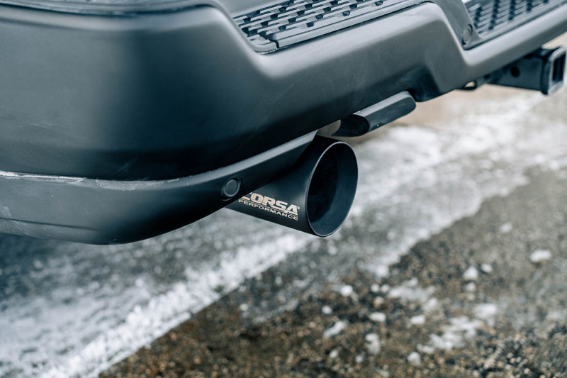 Corsa 25-26 Ram 2.5in Stainless Steel Sport Cat-back Dual Rear Exit 5.0in Black Tips Catback CORSA Performance