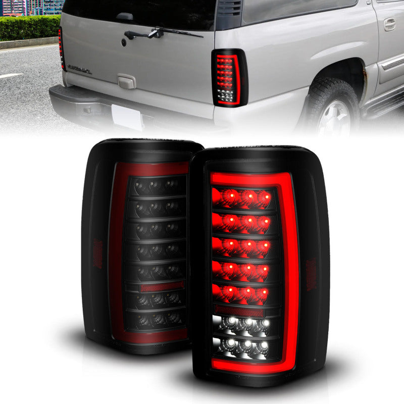 ANZO 00-06 Chevrolet Tahoe / GMC Yukon Full LED Taillights w/ Lightbar Black Housing/Smoke Lens Tail Lights ANZO