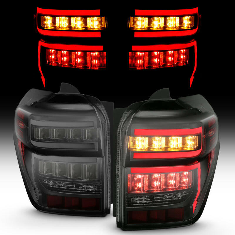 ANZO 2014-2020 Toyota 4Runner T.L Black Housing Smoke Lens Red Light Bar W/Sequential Tail Lights ANZO
