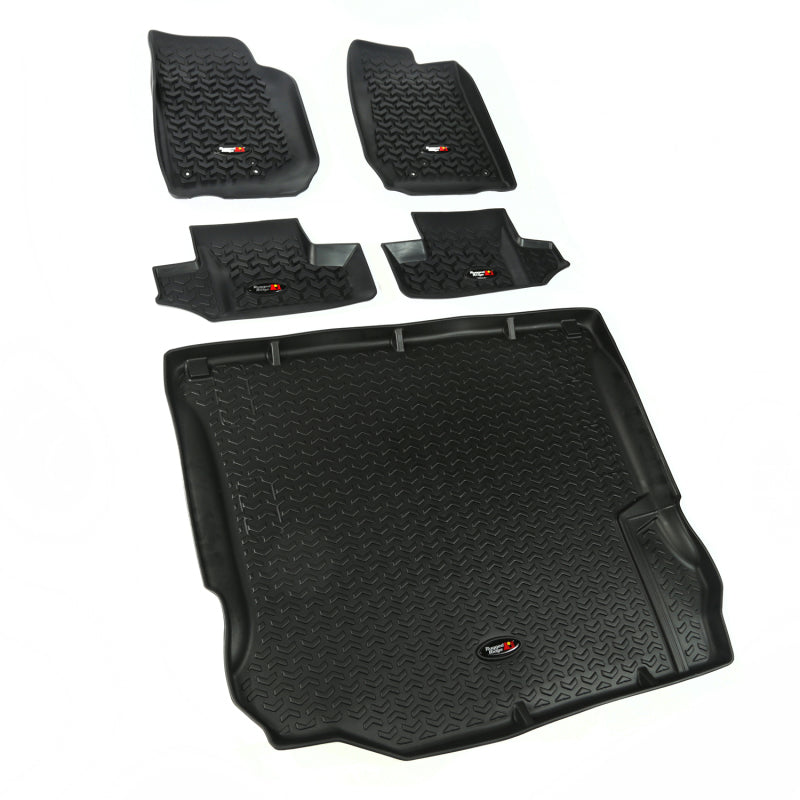Rugged Ridge Floor Liner Front/Rear/Cargo Black 2011-2018 Jeep Wrangler JK 2 Dr Floor Mats - Rubber Rugged Ridge