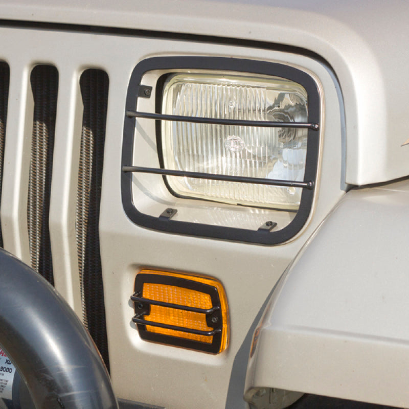 Rugged Ridge 87-95 Jeep Wrangler YJ Headlight & Turn Signal Euro Guard Set Light Covers and Guards Rugged Ridge