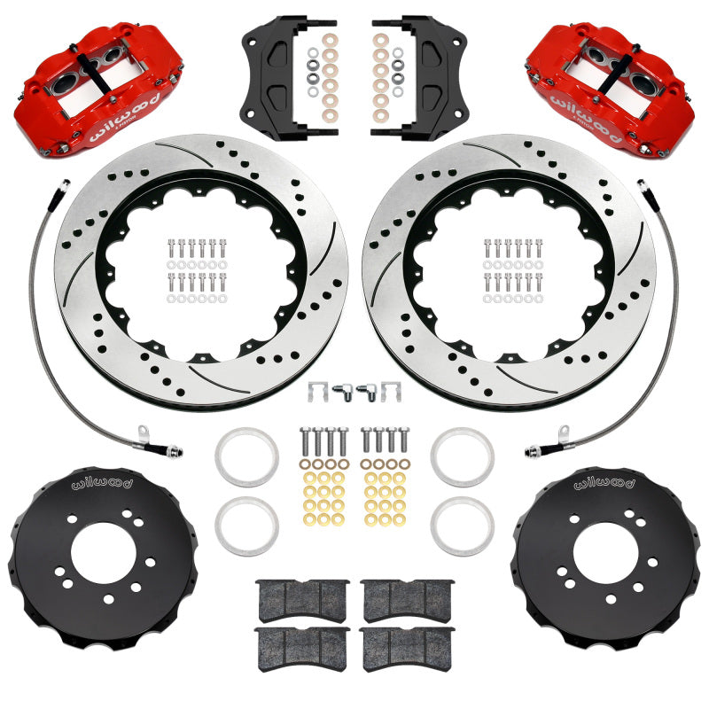 Wilwood 89-98 Nissan 240SX/89-94 Skyline/90-96 300ZX Superlite 6R Front BBK w/ 14in D/S Rotors - Red Big Brake Kits Wilwood