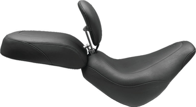 Mustang 18-21 Harley Street Bob Wide Tripper Solo Seat w/Driver Backrest - Black Solo Motorcycle Seats Mustang Motorcycle