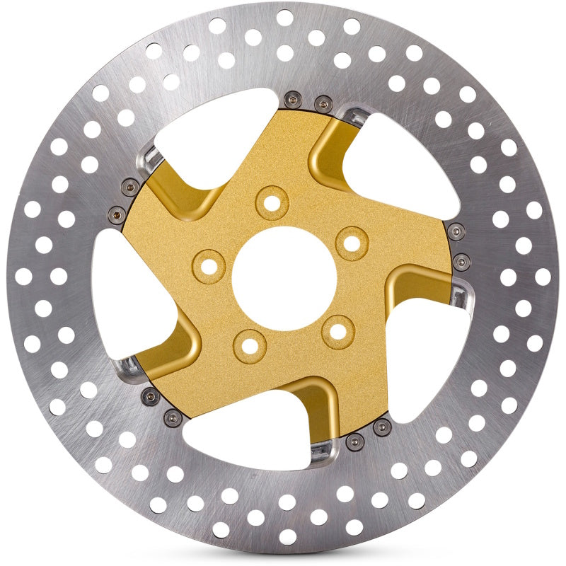 Performance Machine Disc/Carr 11.5 Factor Right SS - Gold Ops Brake Rotors - Drilled Performance Machine