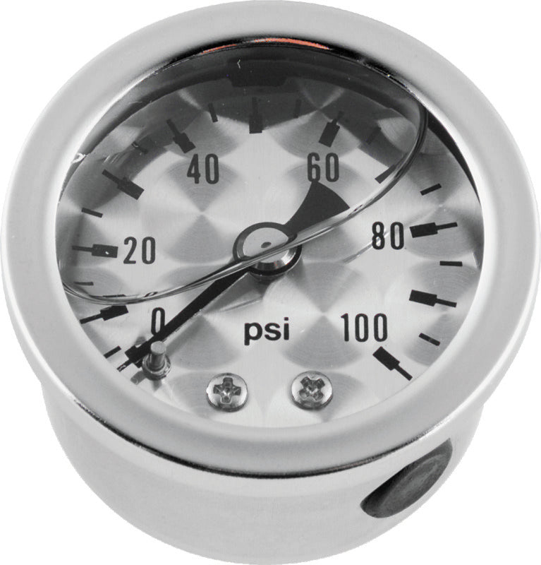 Bikers Choice 0-100 PSI Oil Pressure Gauge Engine Turned Face SS Bezel Liquid Filled Universal Cstm Gauges Bikers Choice