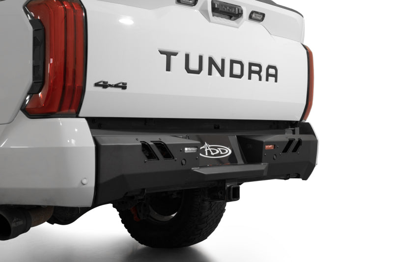 Addictive Desert Designs 2022+ Toyota Tundra Black Label Rr Bumper - Hammer Blk w/ Satin Blk Panels Bumpers - Steel Addictive Desert Designs
