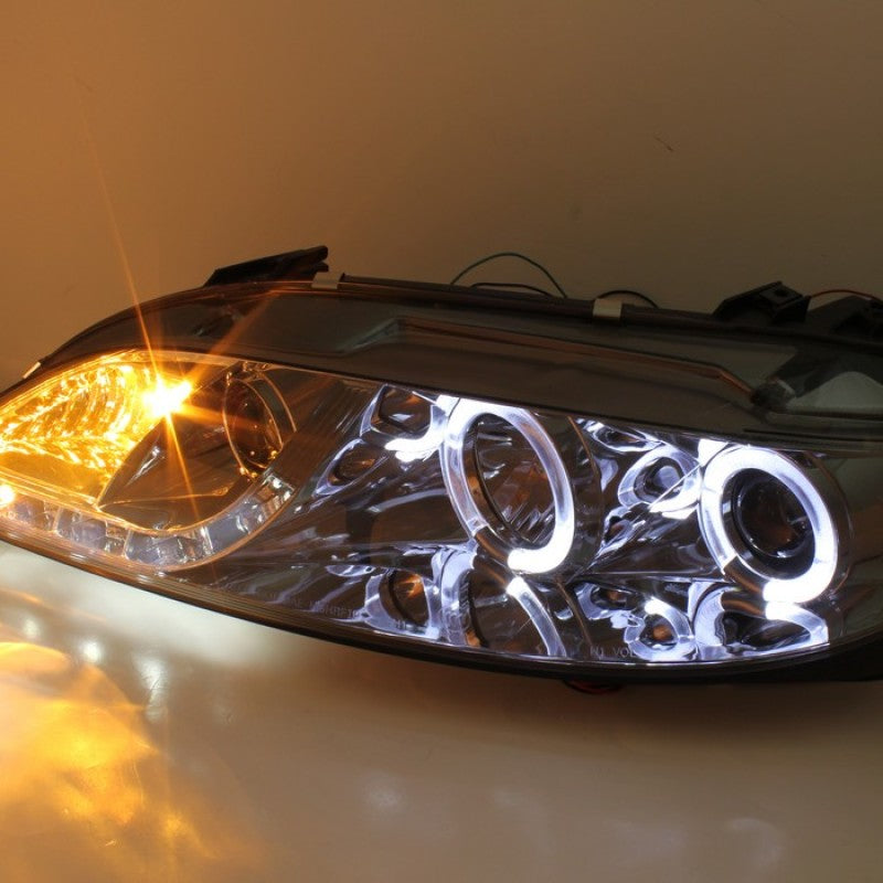 Spyder Mazda 6 03-05 With Fog Lights Projector Headlights LED Halo DRL Smke PRO-YD-M603-FOG-DRL-SM Headlights SPYDER