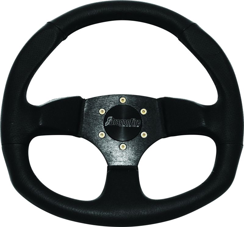 DragonFire Racing Steering Wheels - D-Shaped- Vinyl- Black- 0in offset Steering Wheels DragonFire Racing